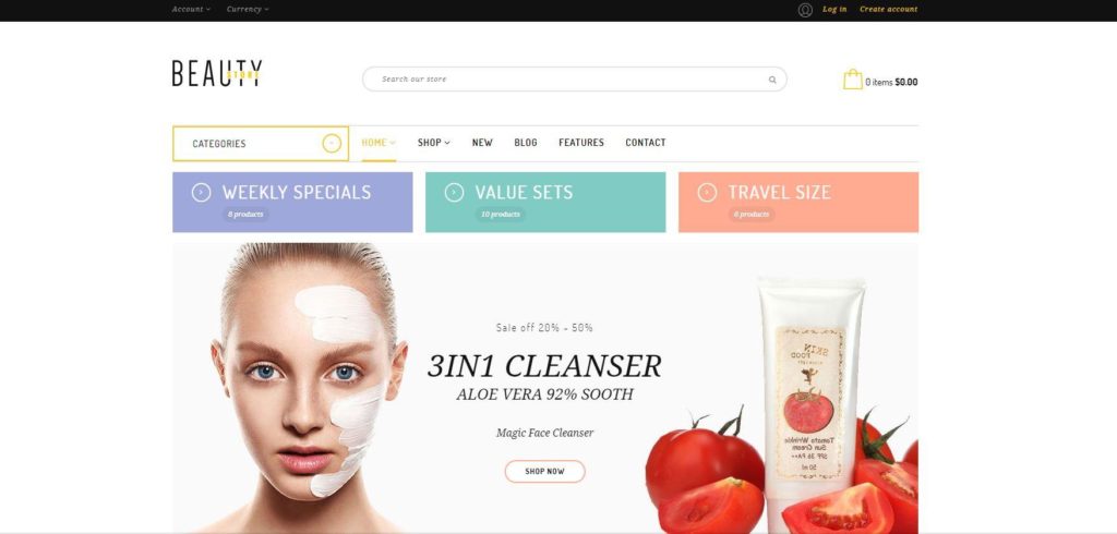 beauty store website template