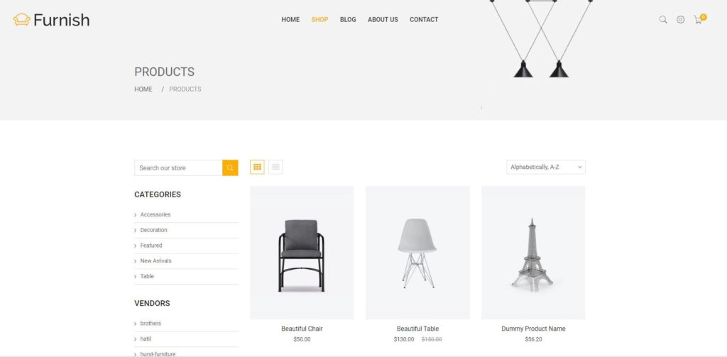 furniture store website template